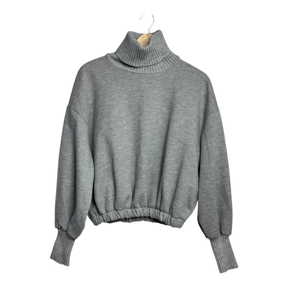 zara grey turtle neck elastic waist sweater medium‎ - Picture 3 of 7